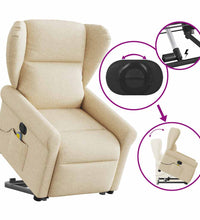 Elektrischer Massagesessel mit Aufstehhilfe Creme Stoff