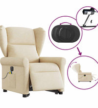 Elektrischer Massagesessel mit Aufstehhilfe Creme Stoff