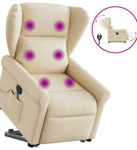 Elektrischer Massagesessel mit Aufstehhilfe Creme Stoff
