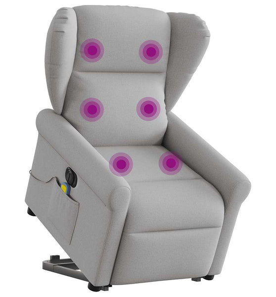 Massagesessel mit Aufstehhilfe Elektrisch Wolkengrau Stoff