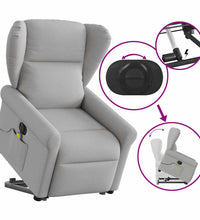 Massagesessel mit Aufstehhilfe Elektrisch Wolkengrau Stoff