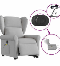 Massagesessel mit Aufstehhilfe Elektrisch Wolkengrau Stoff