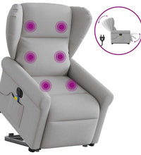 Massagesessel mit Aufstehhilfe Elektrisch Wolkengrau Stoff