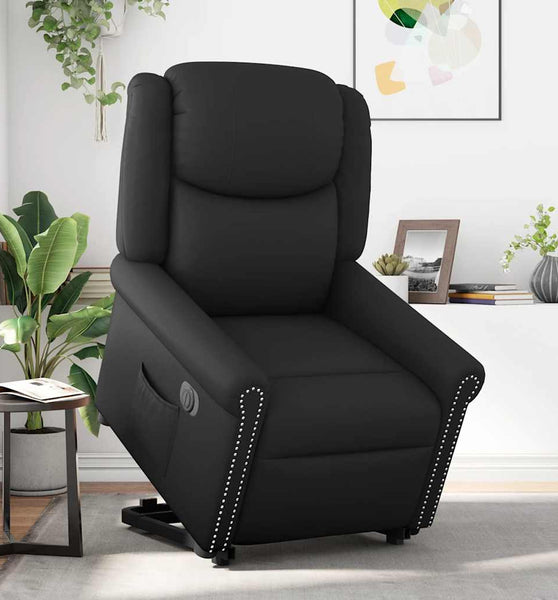 Relaxsessel Aufstehen Elektrisch Glänzend Schwarz Kunstleder
