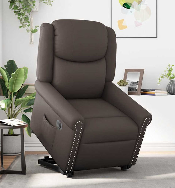 Relaxsessel Aufstehen Elektrisch Glänzend Braun Kunstleder