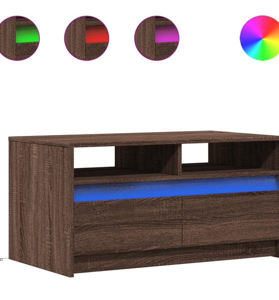 LED-Couchtisch Braun Eichen-Optik Holzwerkstoff