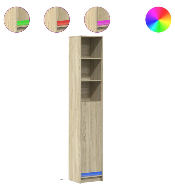 LED-Sideboard Sonoma-Eiche 36x32,5x200 cm Holzwerkstoff