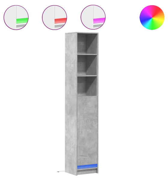 LED-Sideboard Betongrau 36x32,5x200 cm Holzwerkstoff