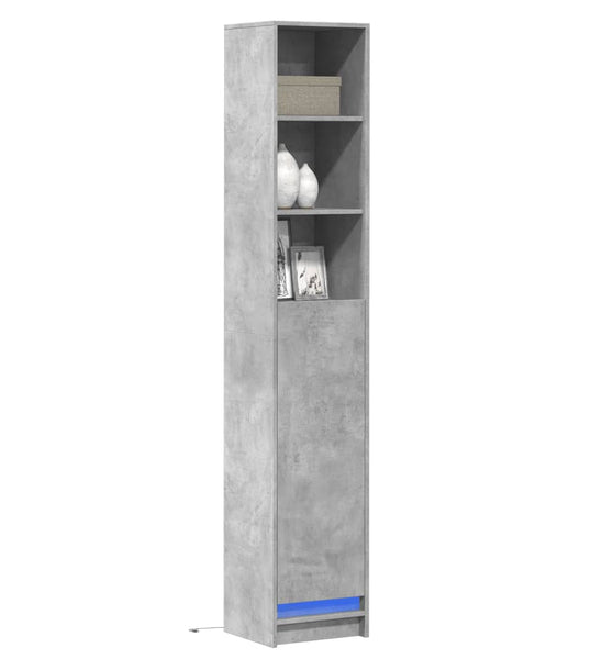 LED-Sideboard Betongrau 36x32,5x200 cm Holzwerkstoff