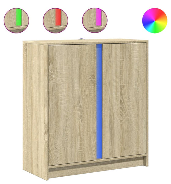 LED-Sideboard Sonoma-Eiche 77x34x85 cm Holzwerkstoff