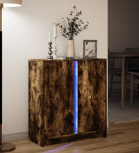 LED-Sideboard Räuchereiche 77x34x85 cm Holzwerkstoff