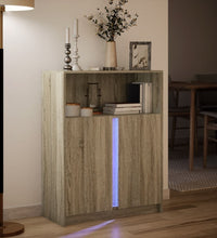 LED-Sideboard Sonoma-Eiche 77x34x100 cm Holzwerkstoff