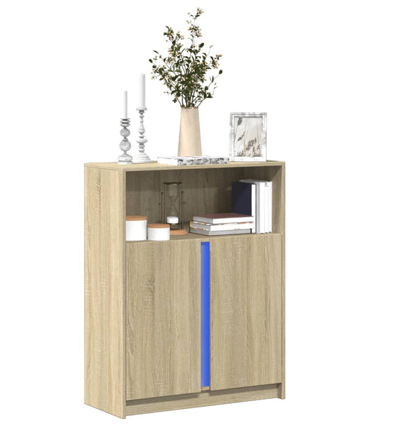 LED-Sideboard Sonoma-Eiche 77x34x100 cm Holzwerkstoff