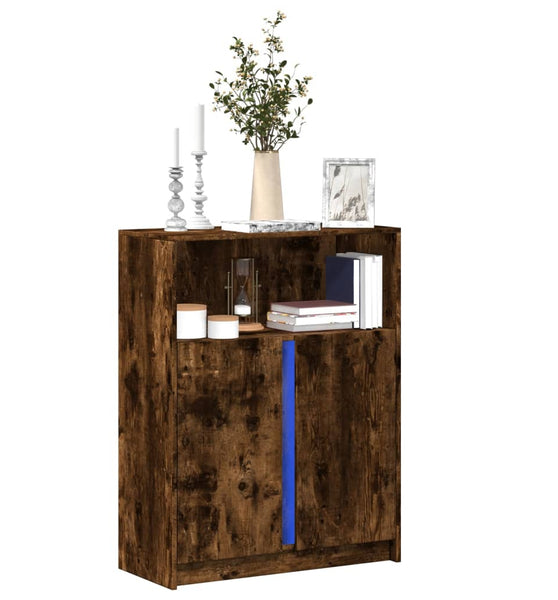 LED-Sideboard Räuchereiche 77x34x100 cm Holzwerkstoff