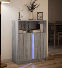 LED-Sideboard Grau Sonoma 77x34x100 cm Holzwerkstoff