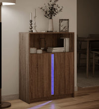 LED-Sideboard Braun Eichen-Optik 77x34x100 cm Holzwerkstoff