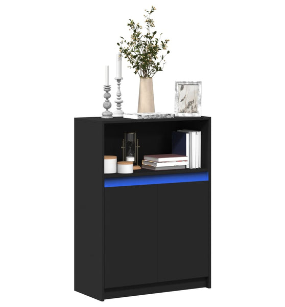 Sideboard mit LED Schwarz 72x34x100 cm Holzwerkstoff