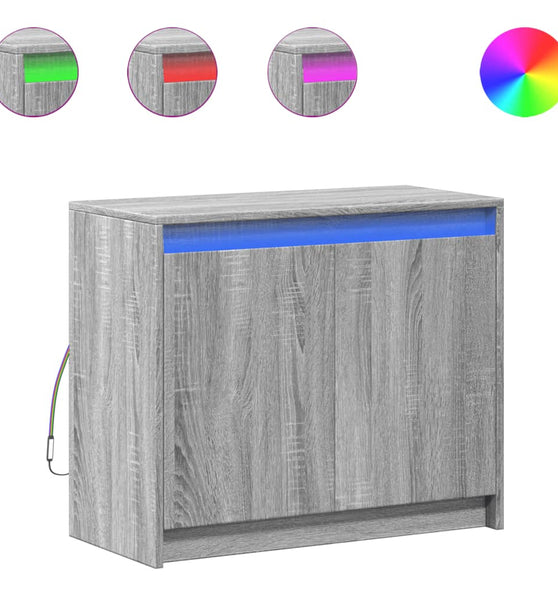 LED-Sideboard Grau Sonoma 72x34x61 cm Holzwerkstoff