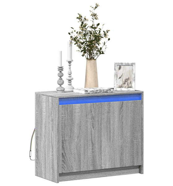 LED-Sideboard Grau Sonoma 72x34x61 cm Holzwerkstoff