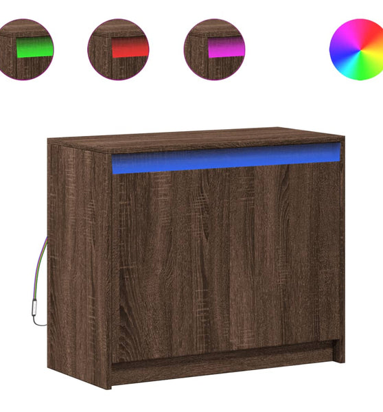 LED-Sideboard Braun Eichen-Optik 72x34x61 cm Holzwerkstoff