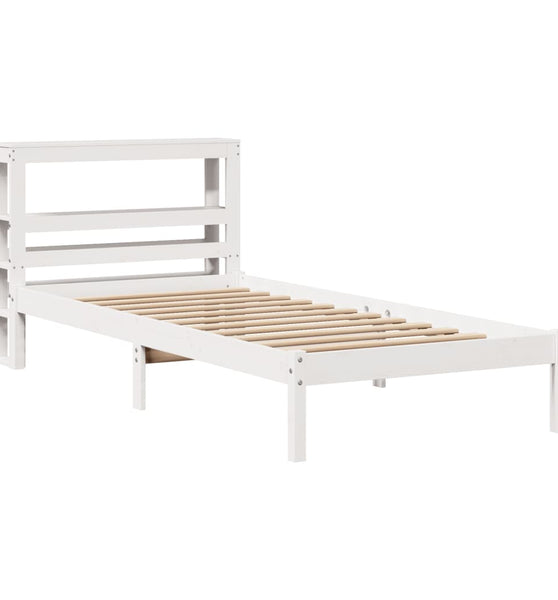 Massivholzbett ohne Matratze Weiß 75x190 cm Kiefernholz