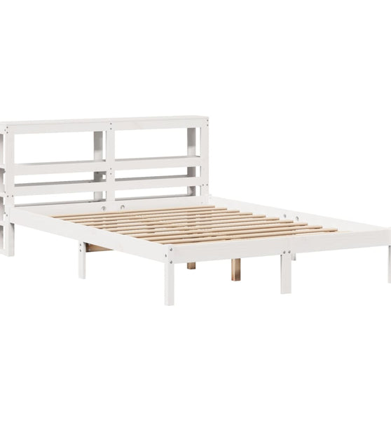 Massivholzbett ohne Matratze Weiß 140x200 cm Kiefernholz
