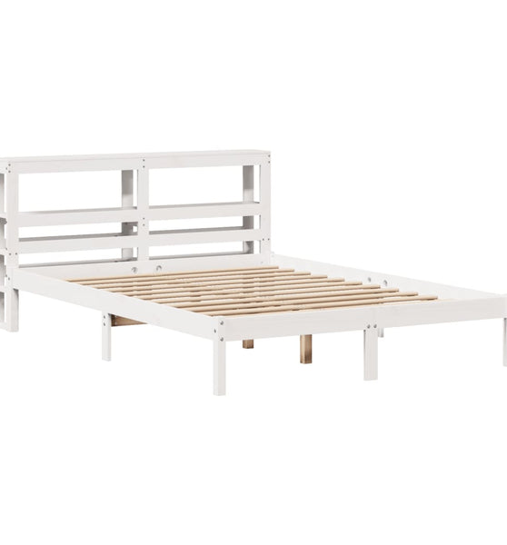 Massivholzbett ohne Matratze Weiß 150x200 cm Kiefernholz