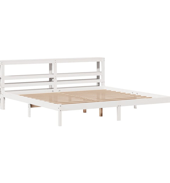 Massivholzbett ohne Matratze Weiß 200x200 cm Kiefernholz