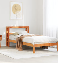 Bettgestell mit Kopfteil ohne Matratze Wachsbraun 90x190 cm