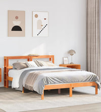 Bettgestell mit Kopfteil ohne Matratze Wachsbraun 120x190 cm