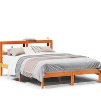 Bettgestell mit Kopfteil ohne Matratze Wachsbraun 120x190 cm