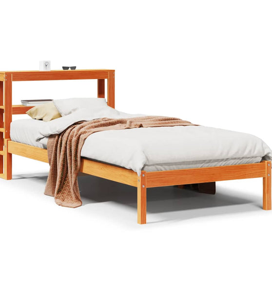 Bettgestell mit Kopfteil ohne Matratze Wachsbraun 90x200 cm