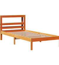 Bettgestell mit Kopfteil ohne Matratze Wachsbraun 100x200 cm