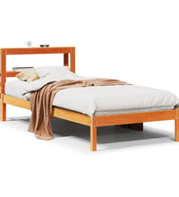 Bettgestell mit Kopfteil ohne Matratze Wachsbraun 100x200 cm