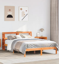 Bettgestell mit Kopfteil ohne Matratze Wachsbraun 120x200 cm