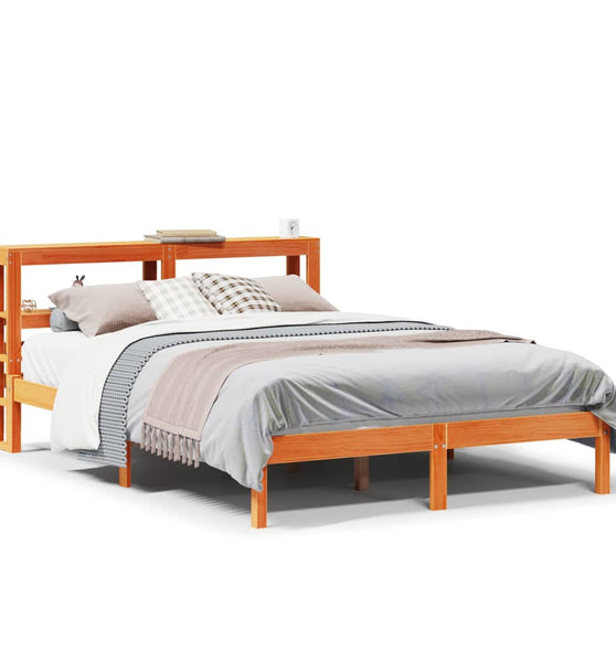 Bettgestell mit Kopfteil ohne Matratze Wachsbraun 150x200 cm