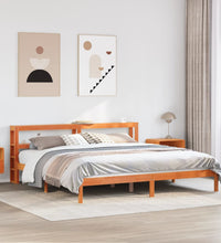 Bettgestell mit Kopfteil ohne Matratze Wachsbraun 180x200 cm