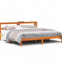 Bettgestell mit Kopfteil ohne Matratze Wachsbraun 180x200 cm