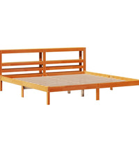 Bettgestell mit Kopfteil ohne Matratze Wachsbraun 200x200 cm