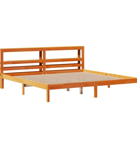 Bettgestell mit Kopfteil ohne Matratze Wachsbraun 200x200 cm