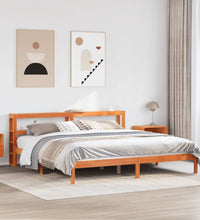 Bettgestell mit Kopfteil ohne Matratze Wachsbraun 200x200 cm