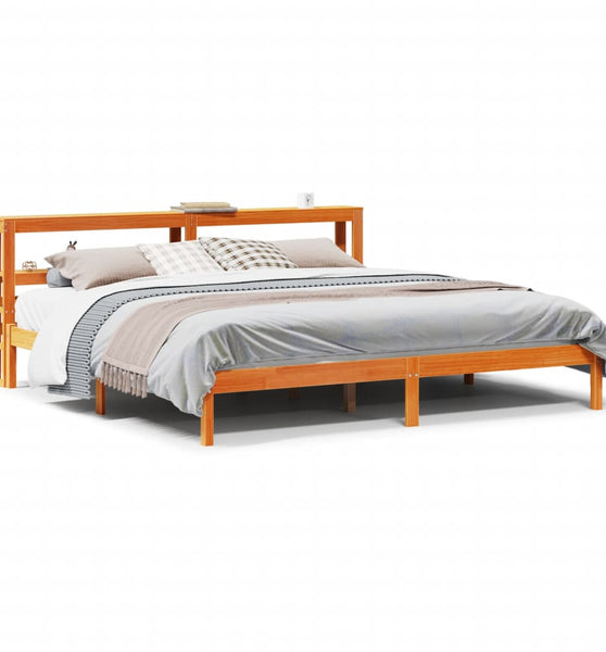 Bettgestell mit Kopfteil ohne Matratze Wachsbraun 200x200 cm