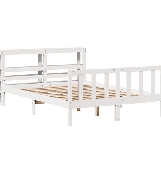 Massivholzbett ohne Matratze Weiß 160x200 Kiefernholz