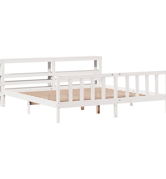 Massivholzbett ohne Matratze Weiß 200x200 cm Kiefernholz