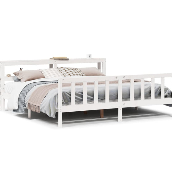 Massivholzbett ohne Matratze Weiß 200x200 cm Kiefernholz