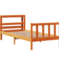 Bettgestell mit Kopfteil ohne Matratze Wachsbraun 75x190 cm