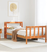 Bettgestell mit Kopfteil ohne Matratze Wachsbraun 75x190 cm