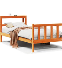 Bettgestell mit Kopfteil ohne Matratze Wachsbraun 75x190 cm