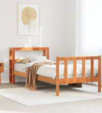 Bettgestell mit Kopfteil ohne Matratze Wachsbraun 90x190 cm