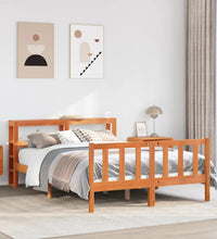 Bettgestell mit Kopfteil ohne Matratze Wachsbraun 120x190 cm